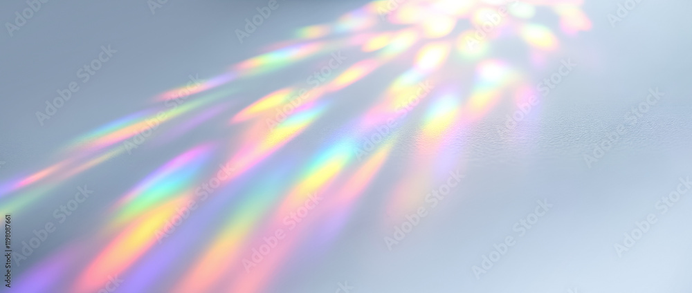 Iridescent Rainbow Light and Shadow on Gray Background. Holographic, Prism Effect, Abstract Texture for Design, Social Media, and Wallpaper. Iridescent Rainbow Light and Shadow on Gray Background. Holographic, Prism Effect, Abstract Texture for Design, Social Media, and Wallpaper.