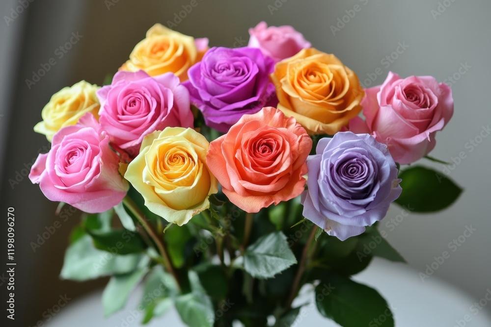 Bouquet of colorful roses standing in a vase Bouquet of colorful roses standing in a vase