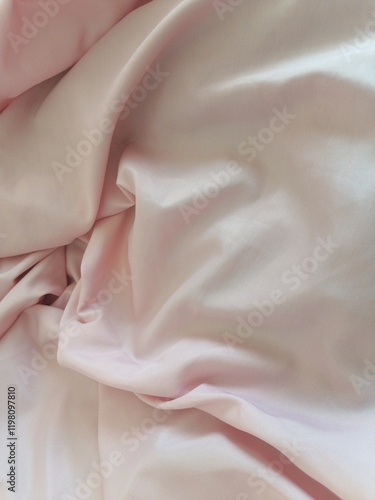 Silk Texture Unveiled Crumpled Light Pink Fabric Close-Up