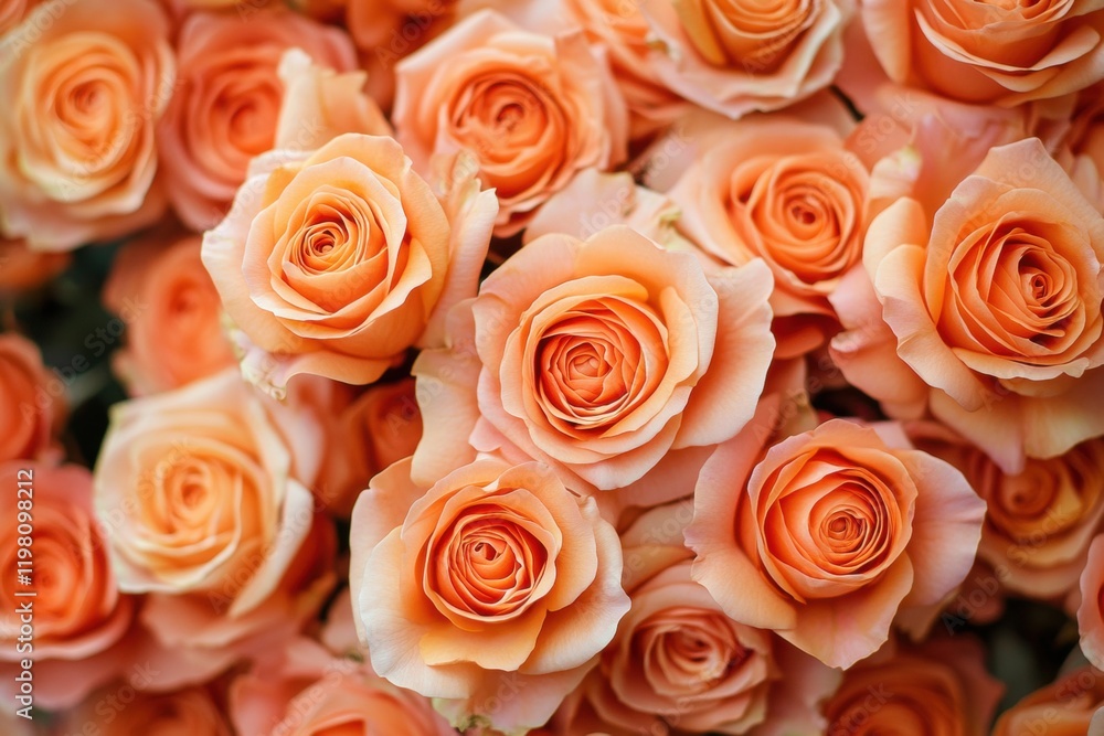 Close-up of Peach Roses forming a Stunning Floral Background Close-up of Peach Roses forming a Stunning Floral Background