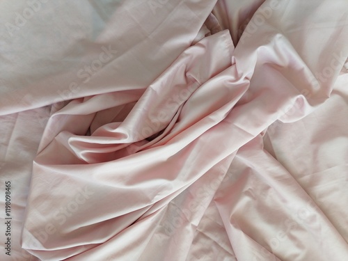 Delicate Details and Close-Up of Crumpled Light Pink Silk