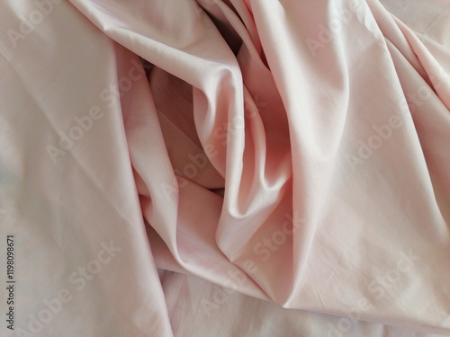 A Crumpled Light Pink Fabric Close-Up