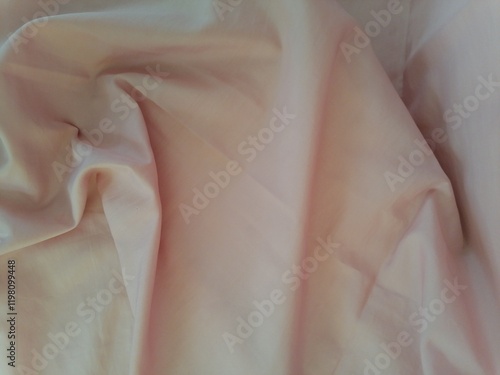 Silk Texture Unveiled Crumpled Light Pink Fabric Close-Up