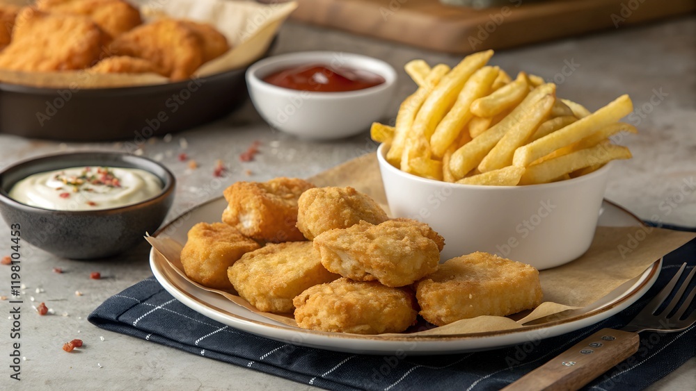 Chicken nuggets with fries Chicken nuggets with fries