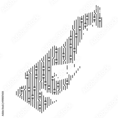 Monaco circuit board map showing digital lines and dots forming the shape of Monaco photo