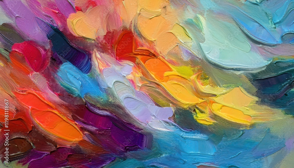 Vibrant Oil Abstract Macro View of Textured Brushwork, Showcasing Rich Colors and Intricate Patterns in Artistic Expression Vibrant Oil Abstract Macro View of Textured Brushwork, Showcasing Rich Colors and Intricate Patterns in Artistic Expression