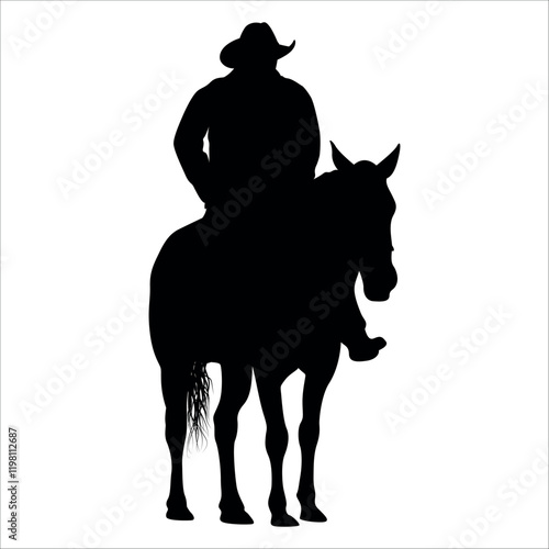 Black Cowboy Riding silhouette vector illustration photo