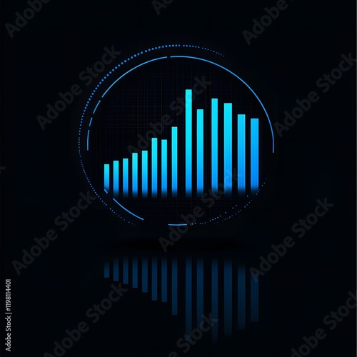 Abstract Blue Bar Graph Rising Data Visualization photo