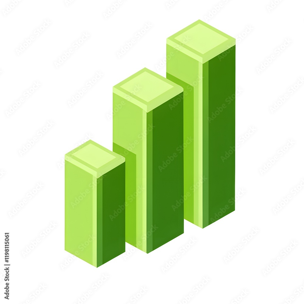 Three Dimensional Green Bar Graph Showing Growth Three Dimensional Green Bar Graph Showing Growth