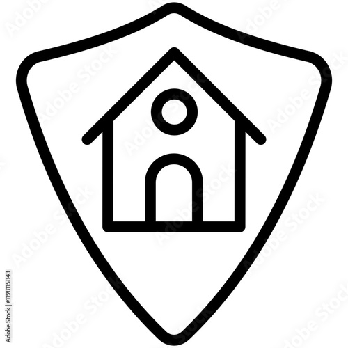 Minimalist Line Art Home Security Icon