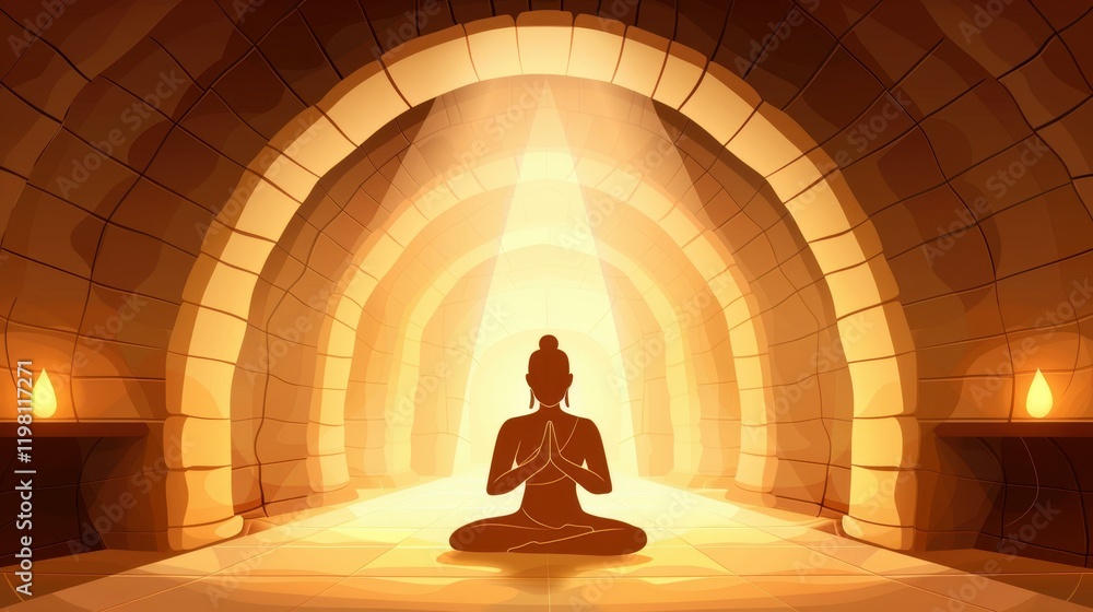 Celebrate Makha Bucha Day with a serene flat illustration featuring a majestic sitting Buddha in meditation. Celebrate Makha Bucha Day with a serene flat illustration featuring a majestic sitting Buddha in meditation.