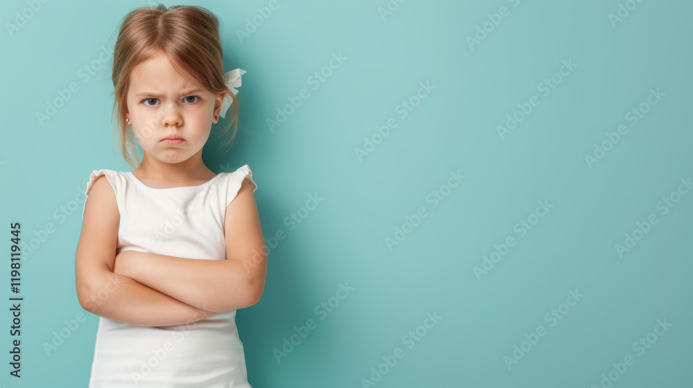 A portrait of a sad young girl against a serene blue backdrop, capturing a moment of reflection and emotion. A portrait of a sad young girl against a serene blue backdrop, capturing a moment of reflection and emotion.