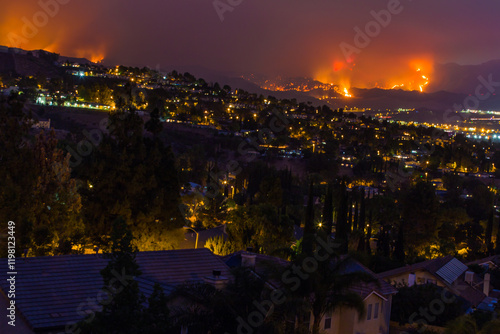 California wild fires in the mountains and hills of the Los Angeles County. photo