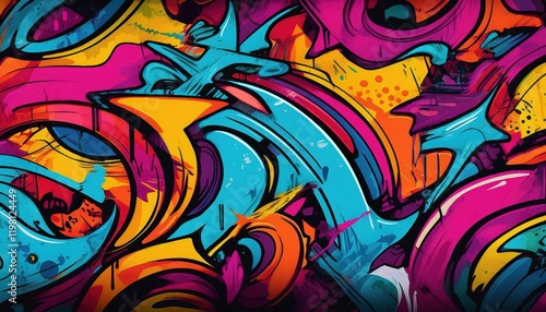 Wallpaper Mural Vibrant Graffiti Texture Vector Illustration showcasing a dynamic urban atmosphere filled with bold colors and intricate patterns, perfectly encapsulating the energy of street art. Torontodigital.ca