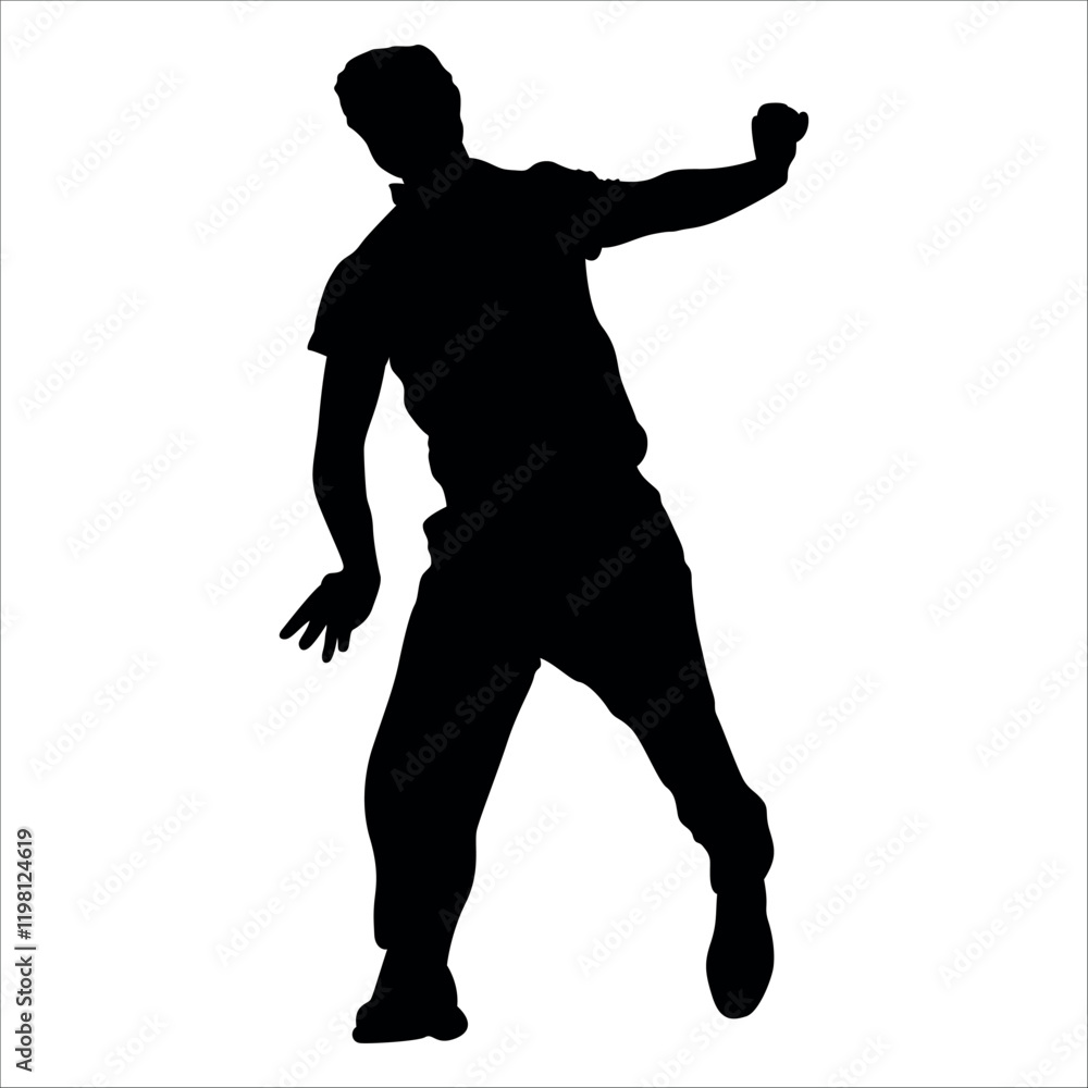 Black Cricket player silhouette vector illustration Black Cricket player silhouette vector illustration