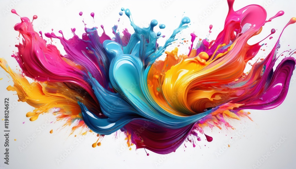 Vibrant Paint Splashes against a Clean White Backdrop An Abstract Exploration of Color and Texture Vibrant Paint Splashes against a Clean White Backdrop An Abstract Exploration of Color and Texture