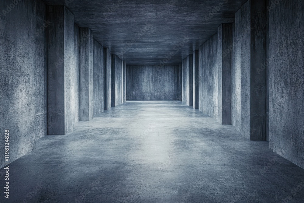 Obraz premium Empty, cold concrete hallway.