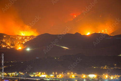 California wild fires in the mountains and hills of the Los Angeles County. photo