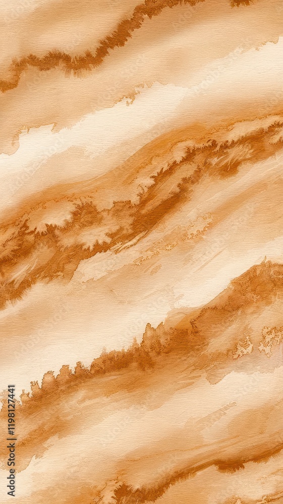 Obraz premium Abstract watercolor in rich warm tones of orange and cream, creating a soothing and dynamic texture ideal for backgrounds or artistic designs.