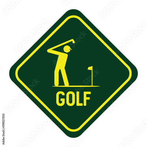 Golf course sign with gren color