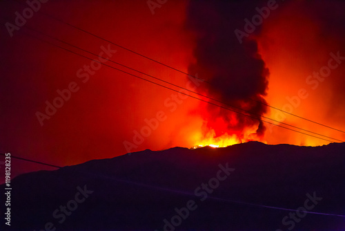 California wild fires in the mountains and hills of the Los Angeles County. photo