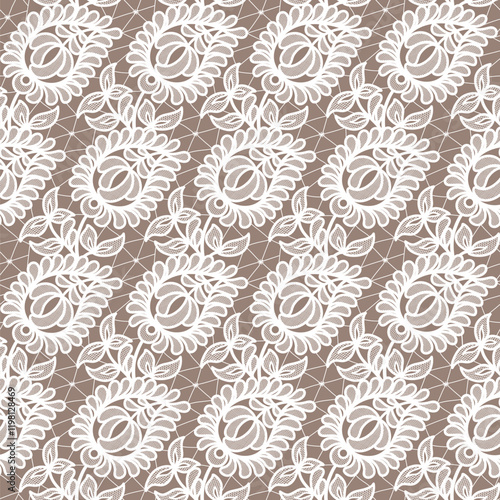 Wallpaper Mural Seamless floral background with lace flowers.Vector hand made lace pattern with flowers Torontodigital.ca