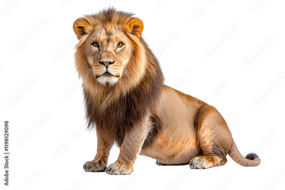 Obraz premium Lion is sitting on a white background