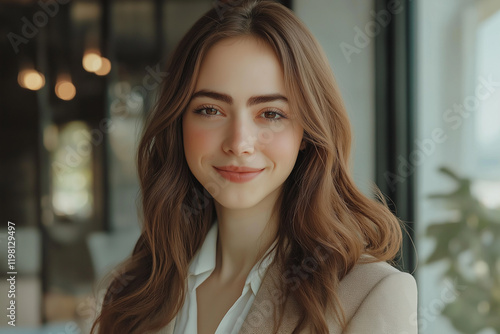 Wallpaper Mural Friendly Caucasian Woman Smiling, Happy, Positive, Cheerful, Portrait joy face mood hope blog team   Torontodigital.ca