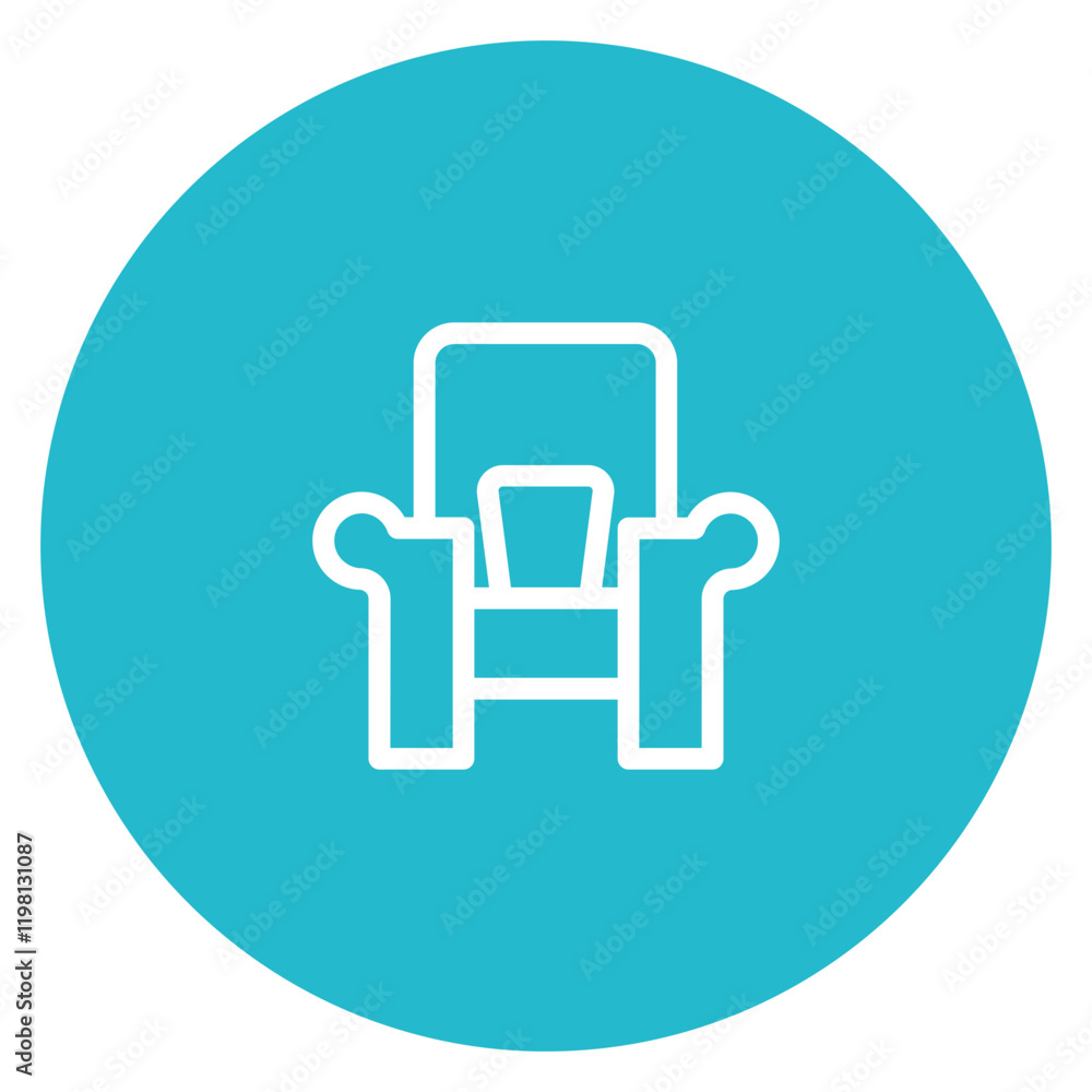 Minimalist Line Art Circular Comfortable Armchair Icon Minimalist Line Art Circular Comfortable Armchair Icon