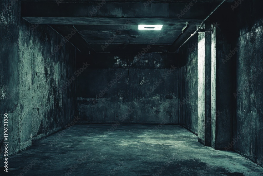 Dark, atmospheric room. Grungy walls, mysterious mood. Dark, atmospheric room. Grungy walls, mysterious mood.