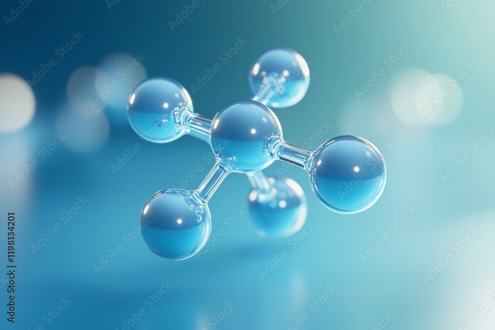 Blue molecule with a clear glass center Blue molecule with a clear glass center