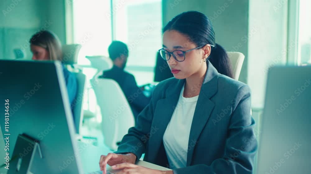 Dedicated and Focused Professional Working in a Modern Office Dedicated and Focused Professional Working in a Modern Office
