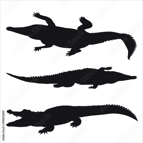 Animal Crocodile Black Silhouette vector illustration