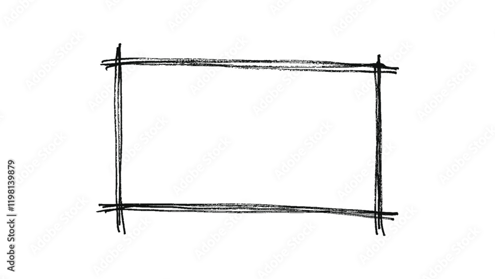 Obraz premium Hand-drawn outlined rectangle frame, Vector doodle marker or crayon drawing, Doodle highlighting design elements.