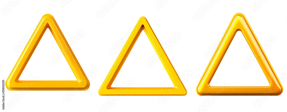 Set of yellow triangle warning sign isolated on transparent background, PNG Set of yellow triangle warning sign isolated on transparent background, PNG