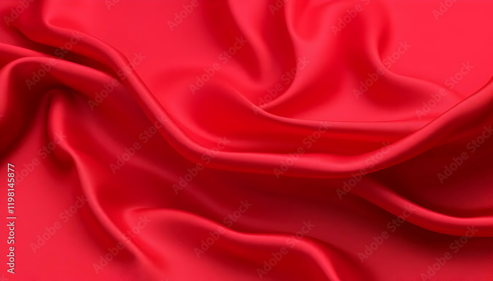 Fototapeta premium Stunning Close-up View of Luxurious Red Satin Fabric Surfaces with Soft Wrinkles and Textures