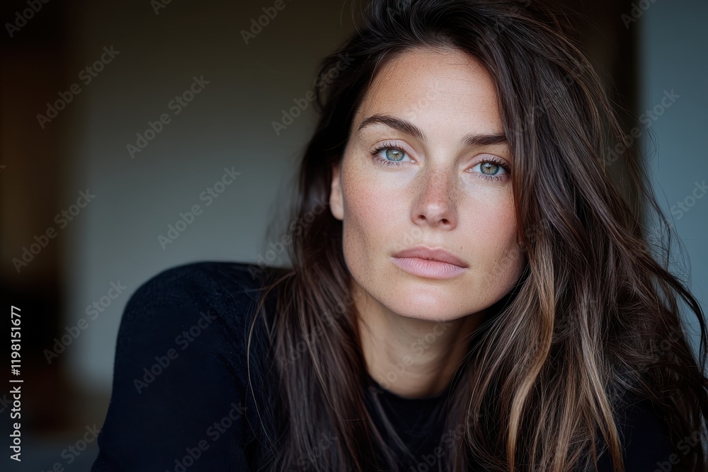A striking portrait of a confident woman with captivating features and a subtle expression, exuding strength and elegance against a blurred background. A striking portrait of a confident woman with captivating features and a subtle expression, exuding strength and elegance against a blurred background.