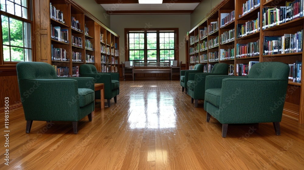 Reading and study sessions in a cozy library setting indoor photography calm environment wide-angle view Reading and study sessions in a cozy library setting indoor photography calm environment wide-angle view