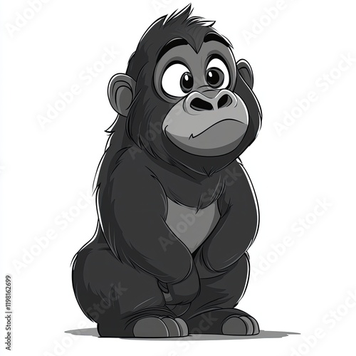 Adorable Baby Gorilla Cartoon Illustration: A Captivating and Charming Primate Character photo