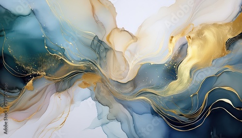 Translucent Currents Swirling Metallic Hues Sculpt the Landscape, with Colors Foaming Sprays and Vibrant Foam Across a Transformed Seascape photo