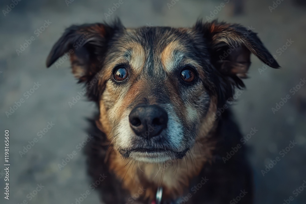 Abandoned stray dog with sorrowful intelligent eyes Abandoned stray dog with sorrowful intelligent eyes