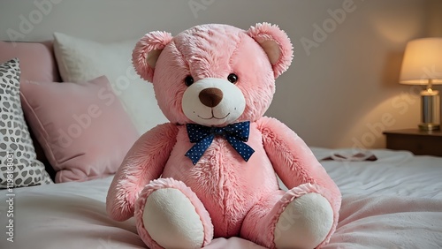 teddy bear on a bed