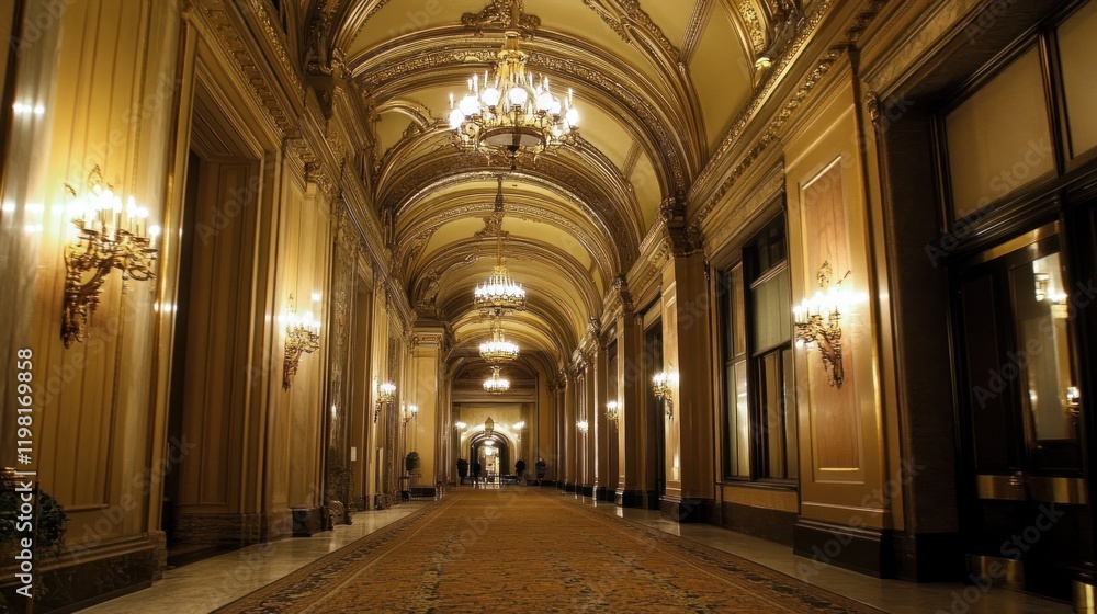 Obraz premium Grand Hallway of opulence: A Glimpse into Gilded Elegance