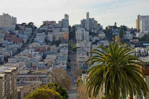 Buildings line the steep, sloping streets of San Francisco