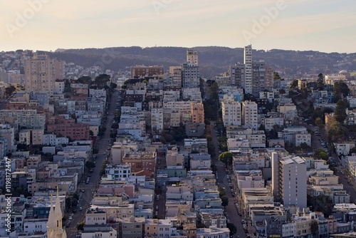 Buildings line the steep, sloping streets of San Francisco