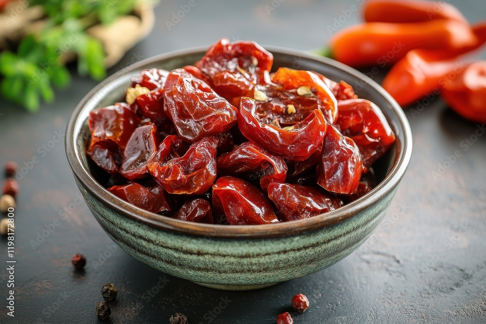 Bowl of organic raw habanero peppers with spice Bowl of organic raw habanero peppers with spice
