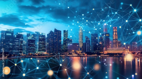 Wallpaper Mural Night Cityscape:  A Connected Metropolis Illuminated Torontodigital.ca