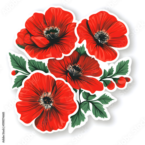 Wallpaper Mural Vibrant Red Flower Sticker Vector Art on White Background Torontodigital.ca