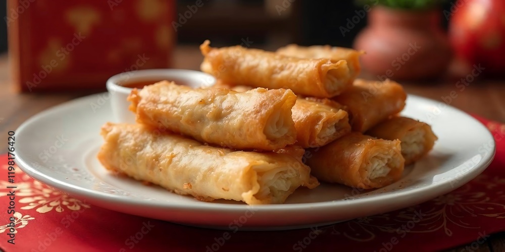 Crispy Fried Spring Rolls with Dipping Sauce Crispy Fried Spring Rolls with Dipping Sauce