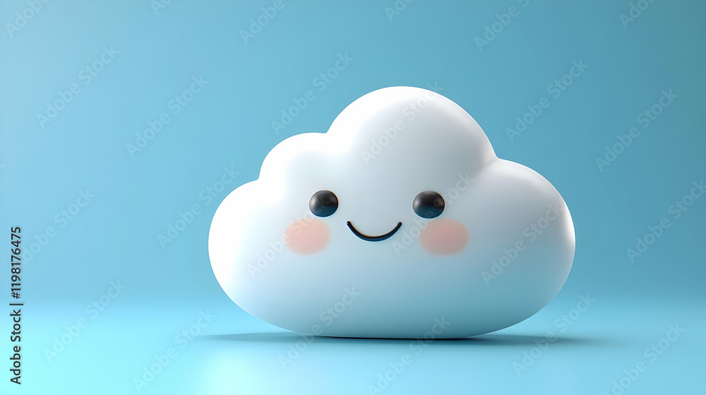Smiling Cloud 3D Render Illustration Smiling Cloud 3D Render Illustration